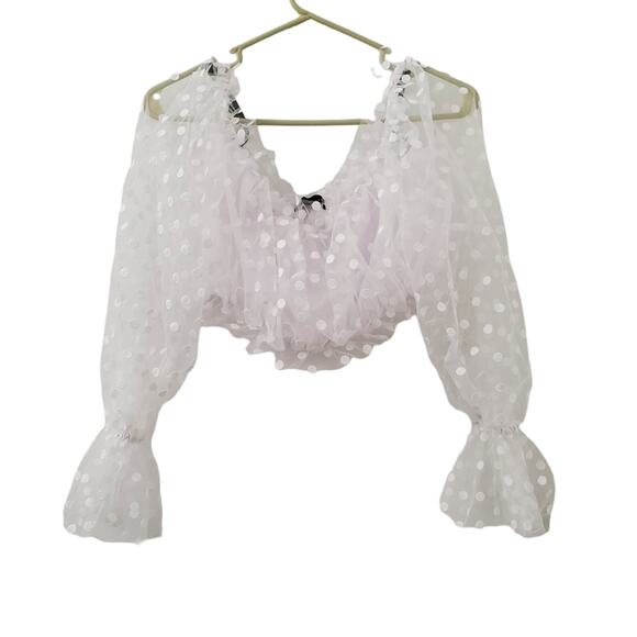 Majorelle Sheer White Crop Top (M) - Picture 8 of 8